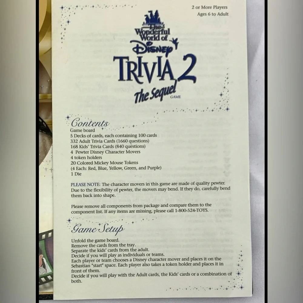 Sealed The Wonderful World of Disney Trivia 2: The Sequel Game by Mattel